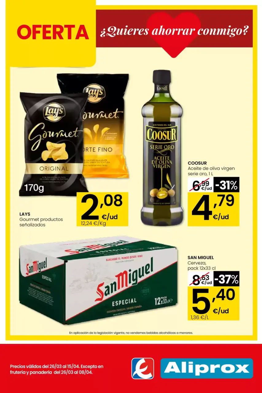 Ofertas de Eroski España de 26 marzo a 15 abril 2026 ¿Quieres ahorrar conmigo? Aliprox