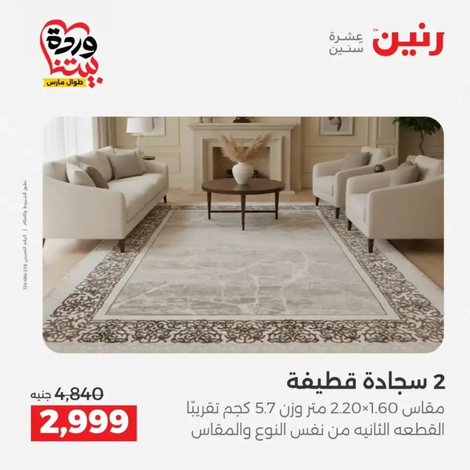 عروض رنين من ٢٩ حتى ٣٠ مارس ٢٠٢٦ خصومات قوية علي المنسوجات والأثاث - صفحة 21