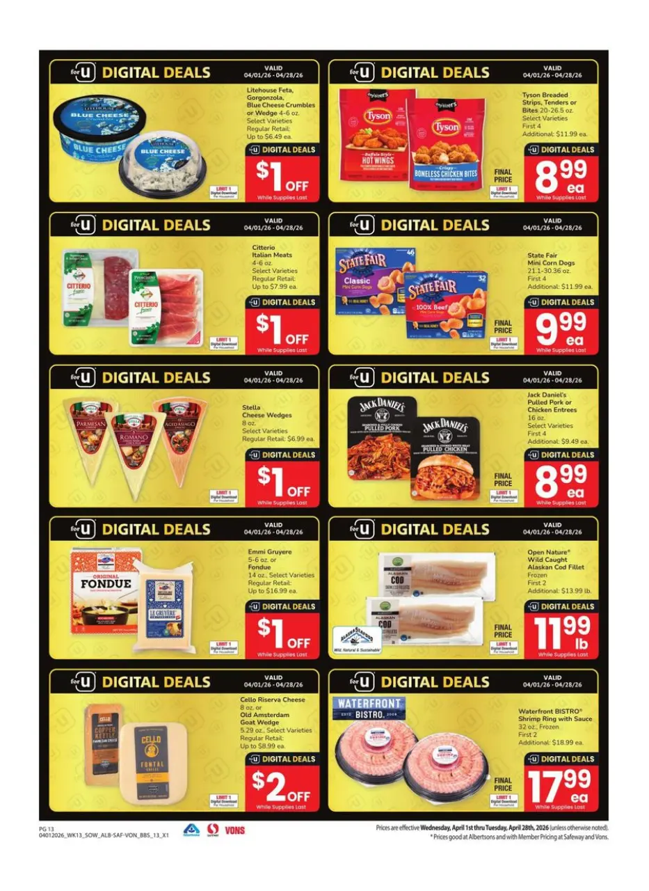 Offres Albertsons États-Unis Sud-ouest de 1 à 28 avril 2026 GRAND LIVRE DES ÉCONOMIES - Albertsons - États-Unis - 1 avril 2026 – 28 avril 2026 - Page 13