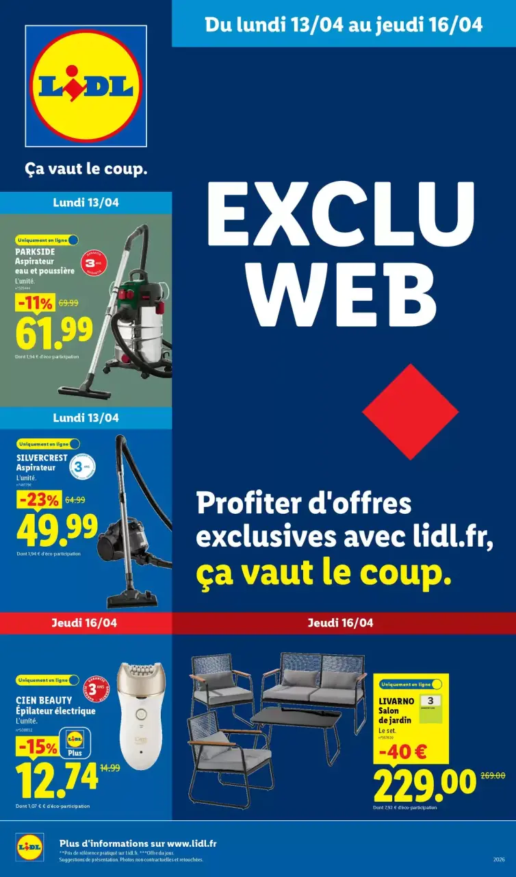 Offres Lidl France de 13 à 16 avril 2026 Les Exclus Web de la semaine - Lidl - France - 13 avril 2026 – 16 avril 2026 - Page 1