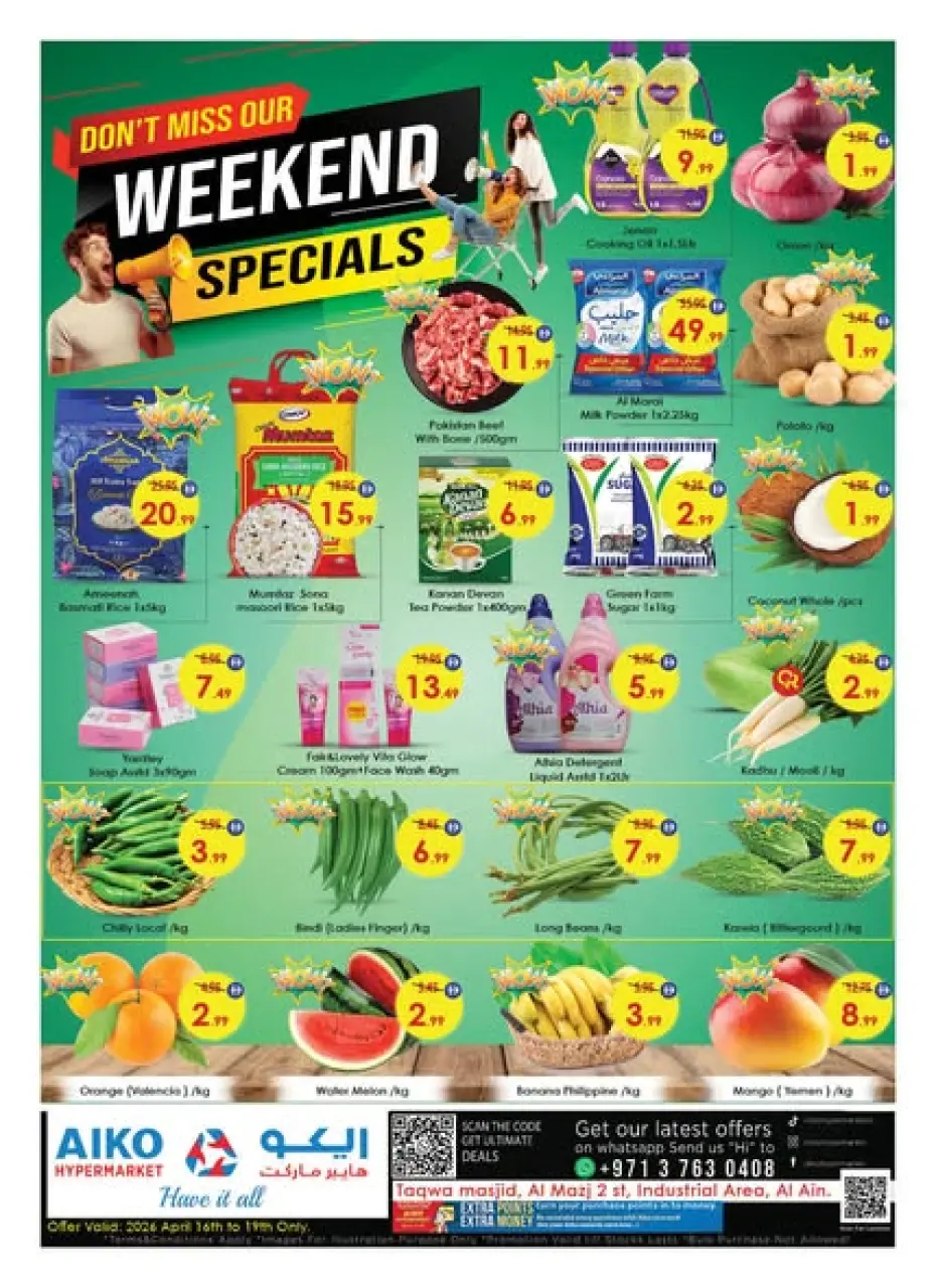 Ofertas de Hipermercado AIKO Al Ain de 16 a 19 abril 2026 Ofertas de fin de semana - Hipermercado AIKO - Emiratos Árabes Unidos - 16 abril 2026 – 19 abril 2026 - Página 1
