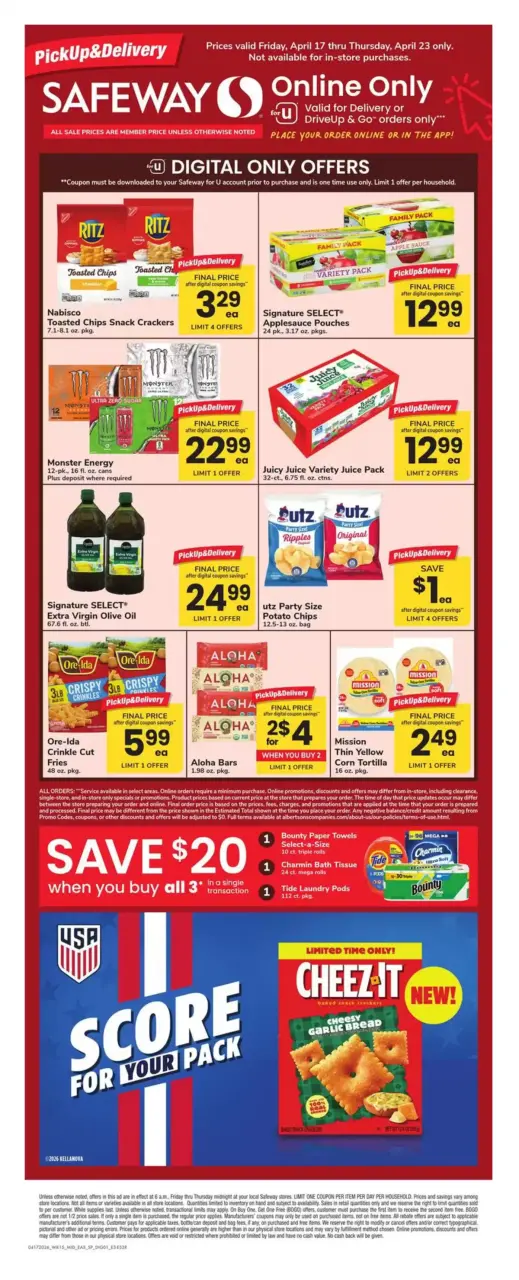 Offres Supermarché Safeway États-Unis de 17 à 23 avril 2026 Offres exclusives en ligne - Supermarché Safeway - États-Unis - 17 avril 2026 – 23 avril 2026 - Page 1