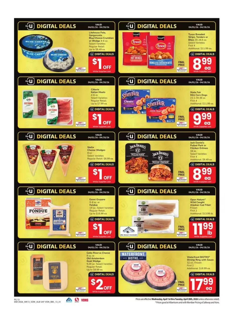 Offres Supermarché Vons Sud-ouest de 1 à 28 avril 2026 LE GRAND LIVRE DE L'EPARGNE - Supermarché Vons - États-Unis - 1 avril 2026 – 28 avril 2026 - Page 13