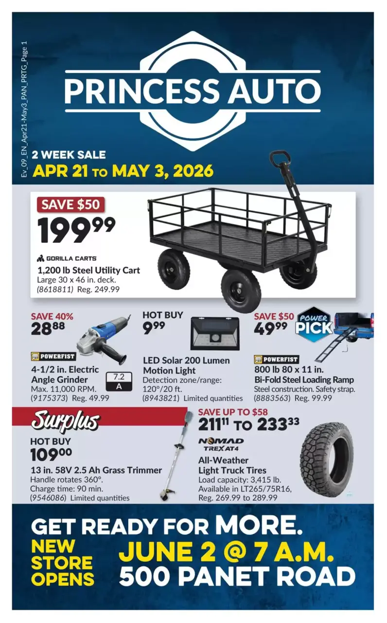 Ofertas de Princess Auto Canadá de 21 abril a 3 mayo 2026 Descuentos y promociones - Princess Auto - Canadá - 21 abril 2026 – 3 mayo 2026 - Página 1