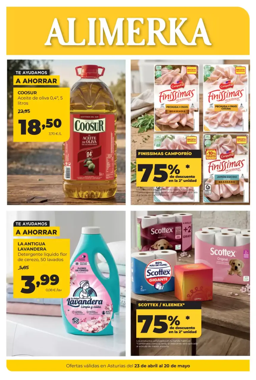Offres ‎Supermarchés Alimerka‎ Espagne de 23 avril à 20 mai 2026 Catalogue d'offres mensuelles - ‎Supermarchés Alimerka‎ - Espagne - 23 avril 2026 – 20 mai 2026 - Page 1