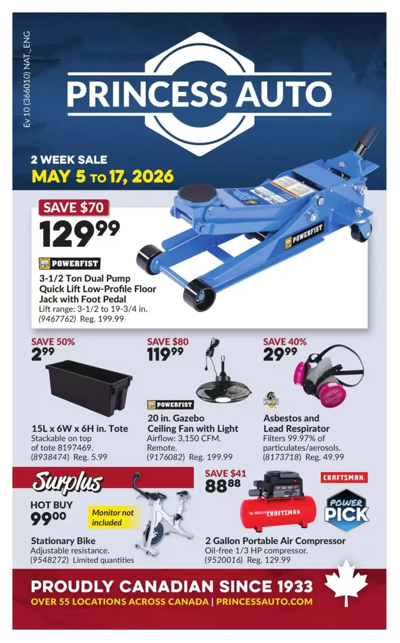 Ofertas de Princess Auto Canadá de 5 a 17 mayo 2026 Descuentos y promociones - Princess Auto - Canadá - 5 mayo 2026 – 17 mayo 2026 - Página 1