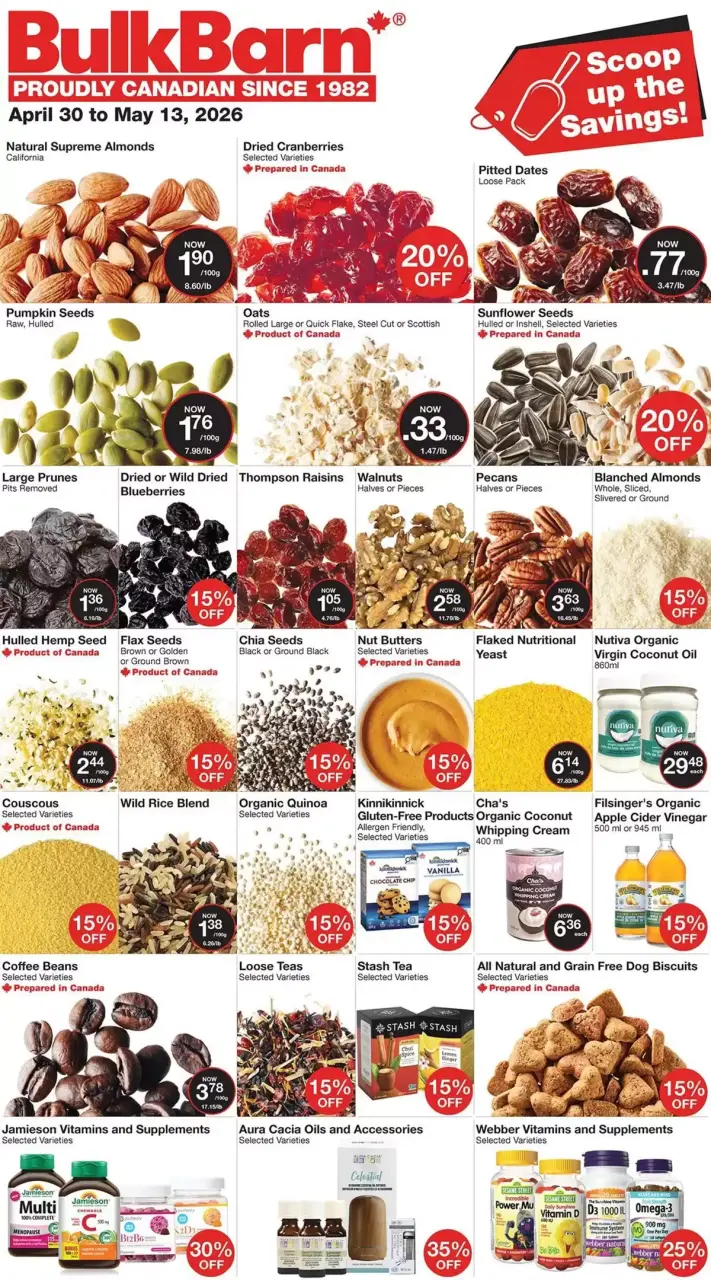 Ofertas de Bulk Barn Canadá de 30 abril a 13 mayo 2026 oferta semanal - Bulk Barn - Canadá - 30 abril 2026 – 13 mayo 2026 - Página 1