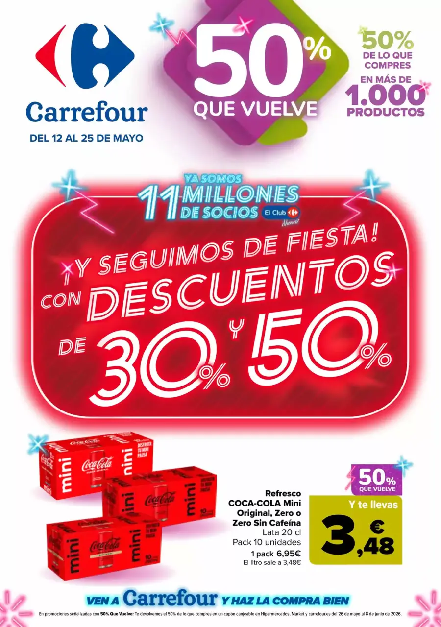 Offres Carrefour Espagne de 12 à 25 mai 2026 50% RETOUR + 2ème. AL -50% - Carrefour - Espagne - 12 mai 2026 – 25 mai 2026 - Page 1