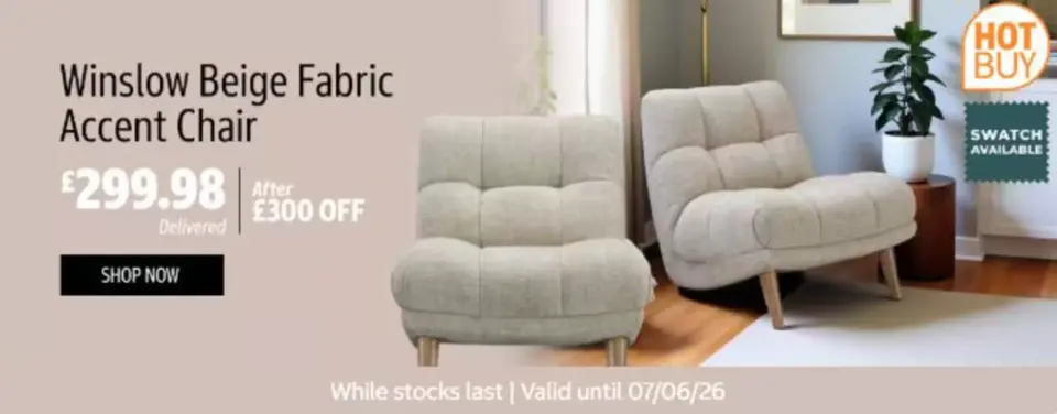 Ofertas de Costco Reino Unido de 20 mayo a 7 junio 2026 Silla decorativa de tela beige Winslow - Página 4