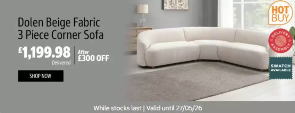 Ofertas de Costco Reino Unido de 20 mayo a 7 junio 2026 Silla decorativa de tela beige Winslow - Página 3