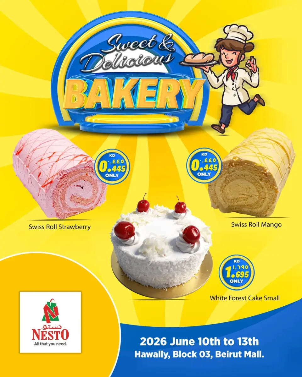 Ofertas de Nesto Hipermercados Kuwait de 10 a 13 junio 2026 PANADERÍA DULCE Y DELICIOSA - Nesto - Kuwait - 10 junio 2026 – 13 junio 2026 - Página 1