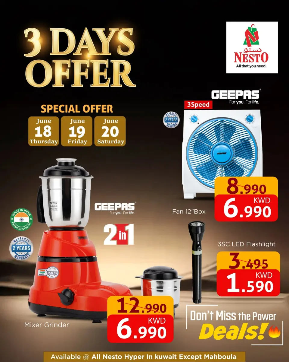 Offres Nesto Hypermarchés Fahaheel, Hawalli, Khaitan, Jlyb, Salmiya, Mangaf de 17 à 22 juin 2026 Offres Big Basket - Page 13