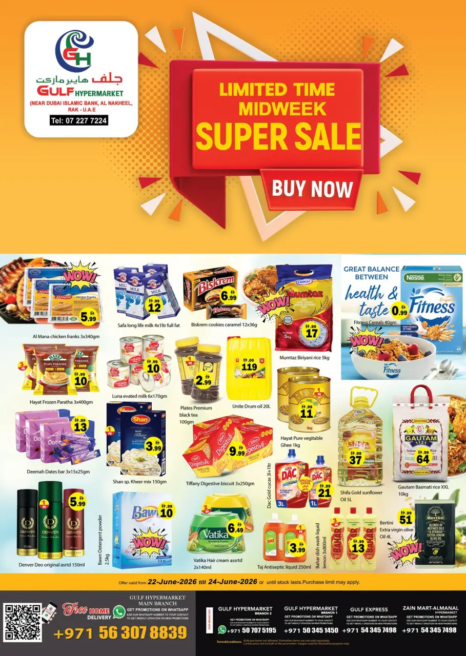 Gulf Hypermarket UAE offers from 22 to 24 June 2026 Midweek Super Sale - Gulf Hypermarket - UAE - 22 June 2026 – 24 June 2026 - Page 1
