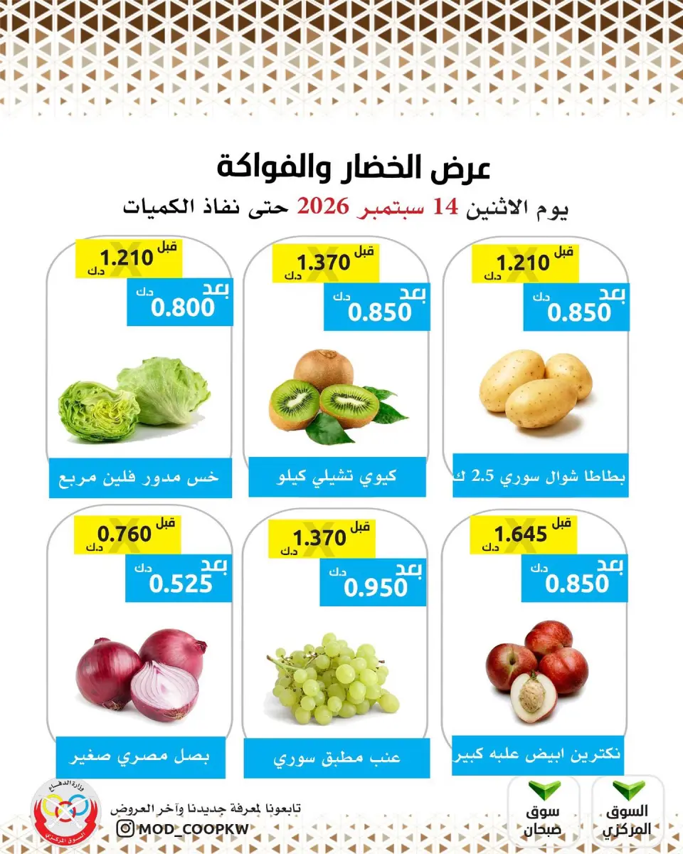 عروض جمعية وزارة الدفاع الإستهلاكية الاثنين ١٤ سبتمبر ٢٠٢٦ عرض الخضار والفواكه - صفحة 2