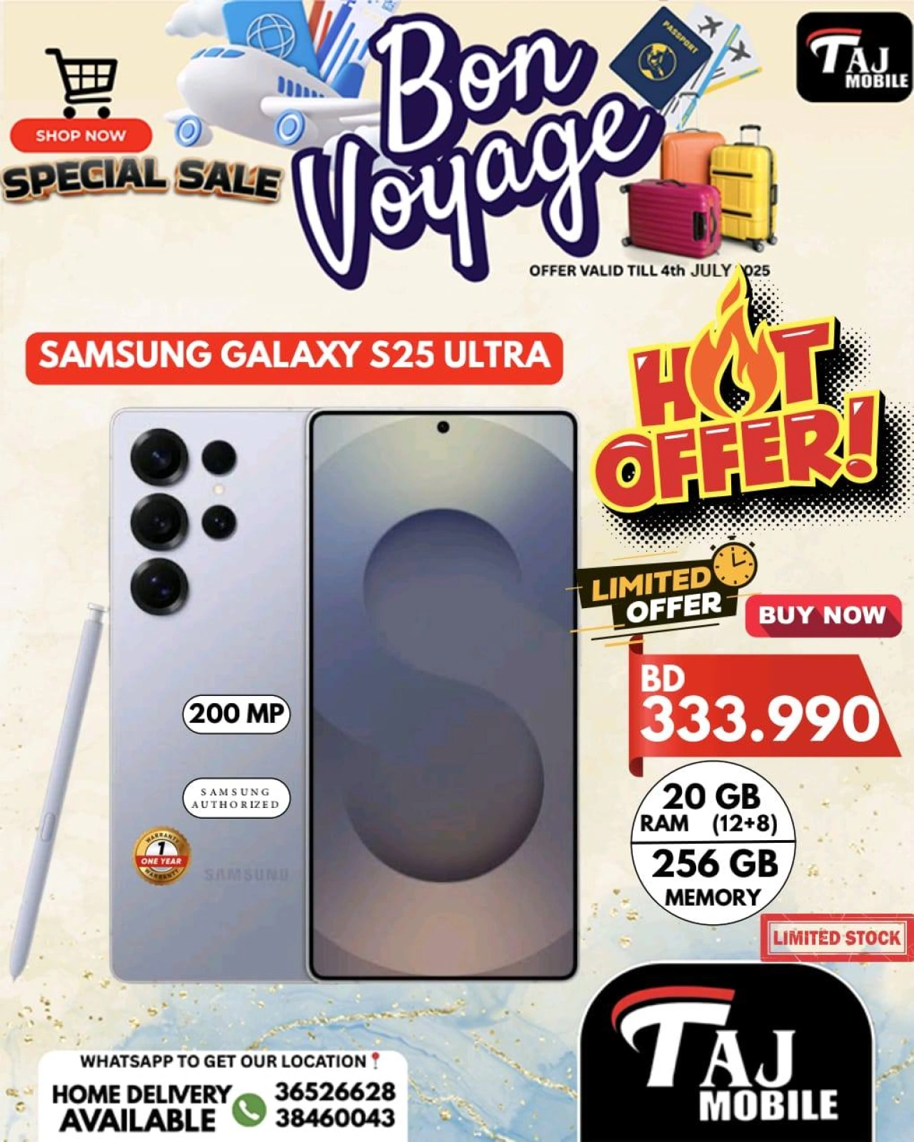 Page 1 |Bon Voyage offers at Taj Mobiles Bahrain