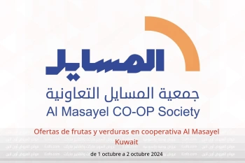 Ofertas de frutas y verduras en cooperativa Al Masayel Kuwait de 1 a 2 octubre