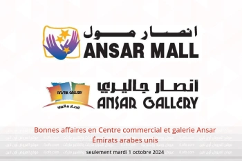 Bonnes affaires en Centre commercial et galerie Ansar Émirats arabes unis seulement mardi 1 octobre