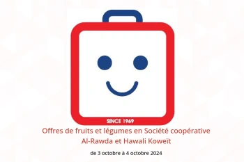 Offres de fruits et légumes en Société coopérative Al-Rawda et Hawali Koweït de 3 à 4 octobre