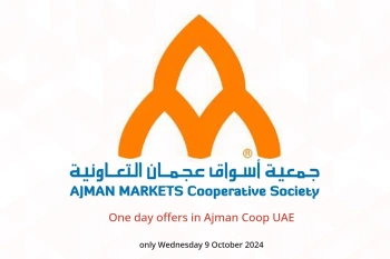 One day offers in Ajman Coop UAE only Wednesday 9 October