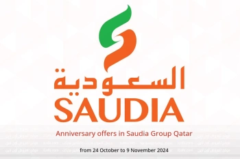 Anniversary offers in Saudia Group Qatar from 24 October to 9 November