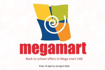 Back to school offers in Mega mart UAE from 19 to 24 April