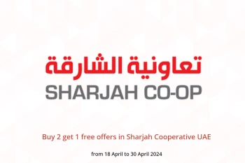 Buy 2 get 1 free offers in Sharjah Cooperative UAE from 18 to 30 April