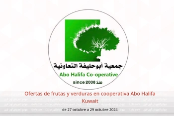 Ofertas de frutas y verduras en cooperativa Abo Halifa Kuwait de 27 a 29 octubre