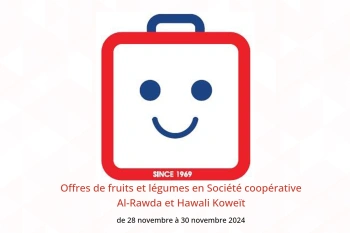 Offres de fruits et légumes en Société coopérative Al-Rawda et Hawali Koweït de 28 à 30 novembre