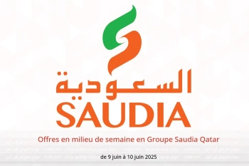 Offres en milieu de semaine en Groupe Saudia Qatar de 9 à 10 juin