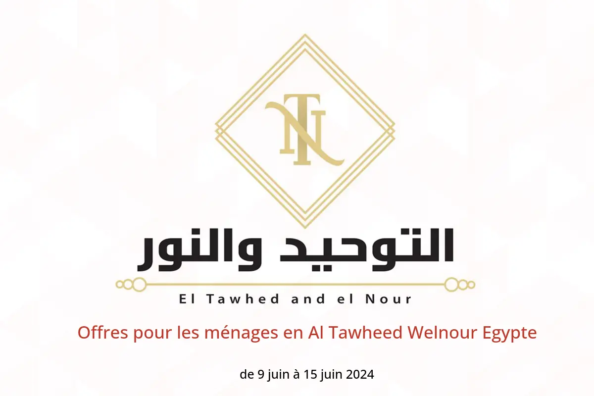 Offres pour les ménages en Al Tawheed Welnour Egypte de 9 à 15 juin 2024