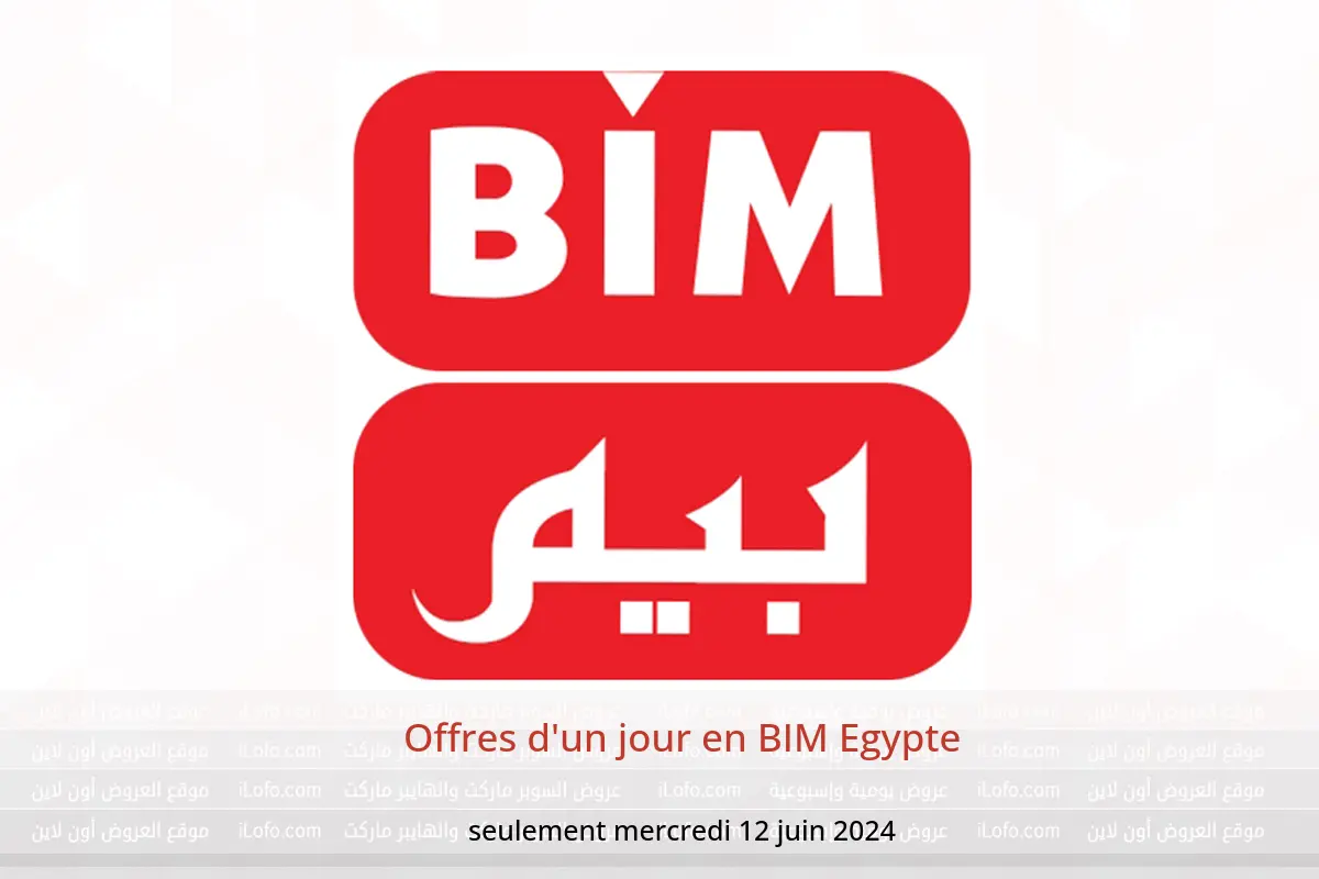 Offres d'un jour en BIM Egypte seulement mercredi 12 juin 2024