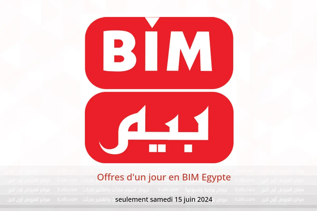 Offres d'un jour en BIM Egypte seulement samedi 15 juin 2024