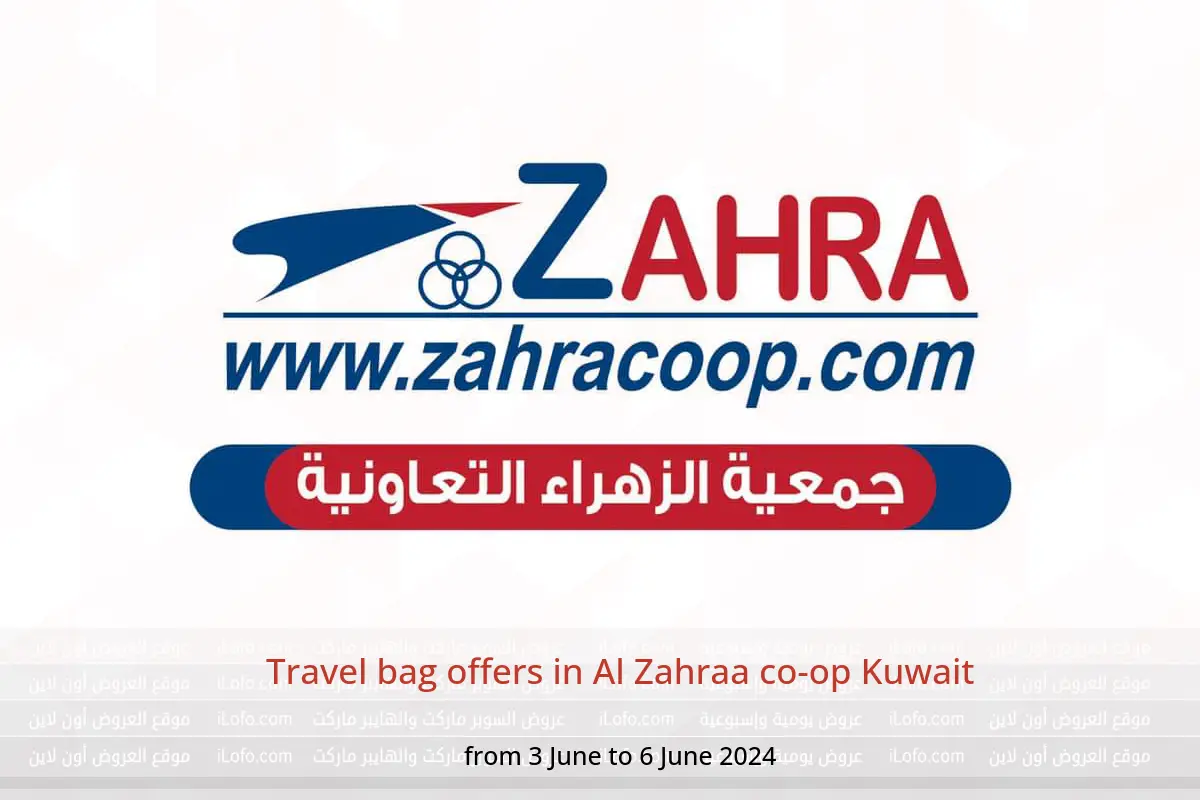 Travel bag offers in Al Zahraa co-op Kuwait from 3 to 6 June 2024