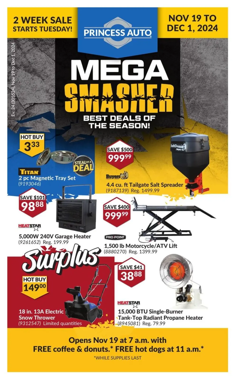 Princess Auto Canada Offers from 19 November to 1 December 2024 Mega Smasher - Page 1