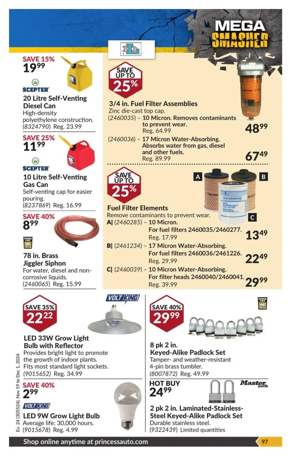 Princess Auto Canada Offers from 19 November to 1 December 2024 Mega Smasher - Page 105