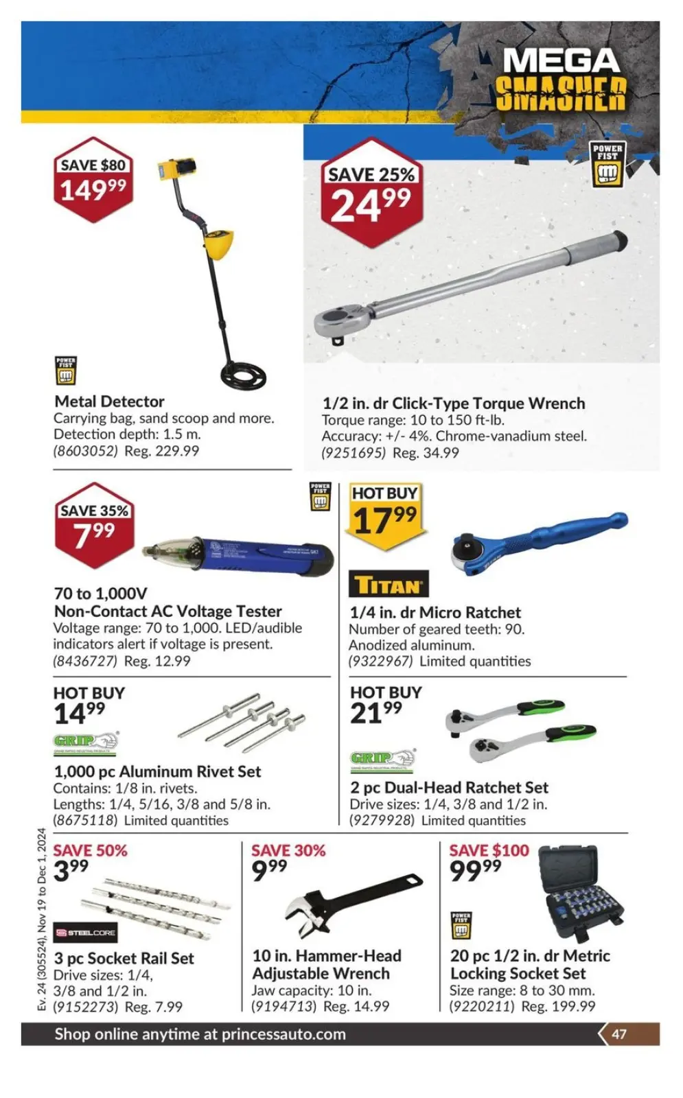Princess Auto Canada Offers from 19 November to 1 December 2024 Mega Smasher - Page 54