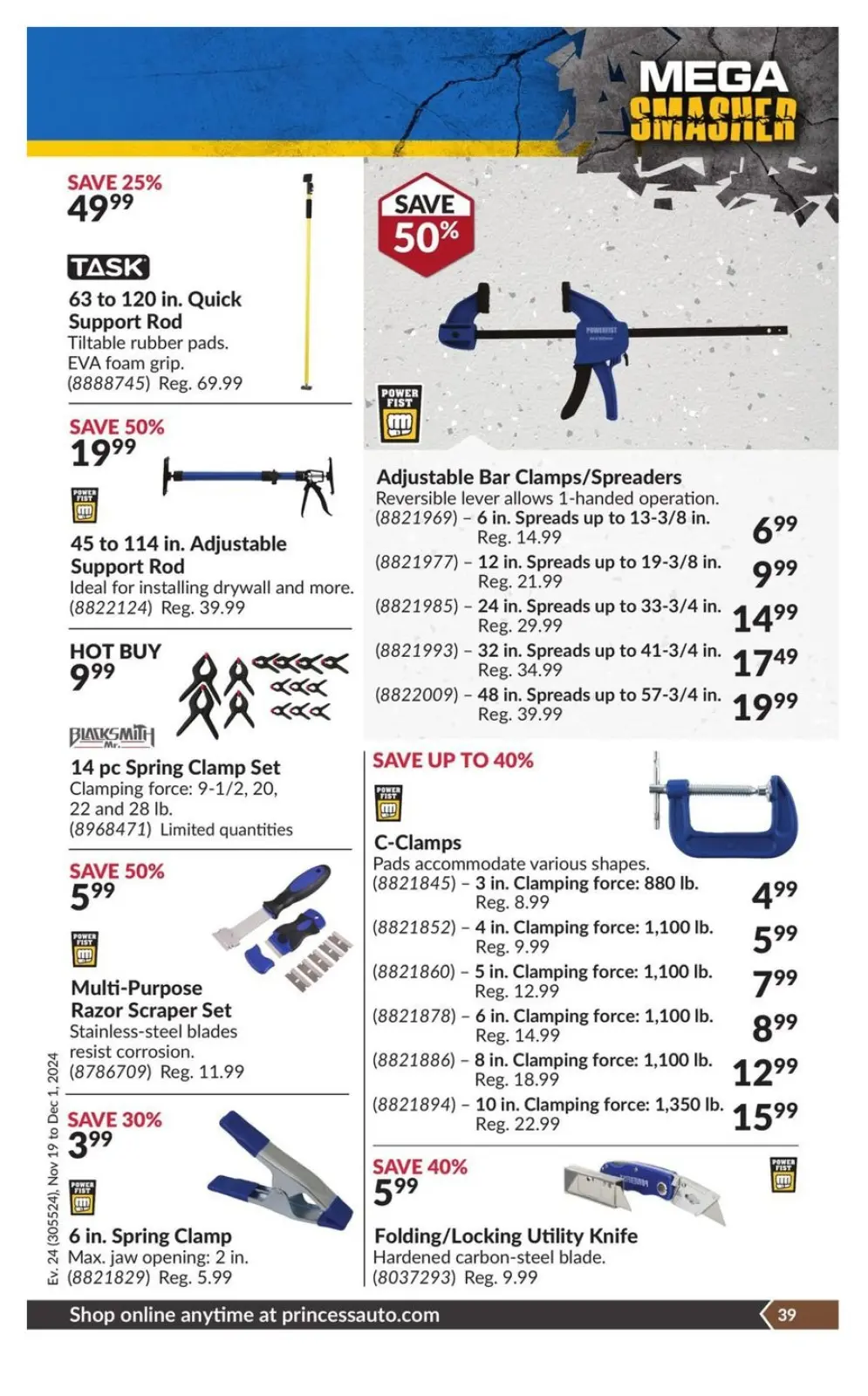 Princess Auto Canada Offers from 19 November to 1 December 2024 Mega Smasher - Page 46