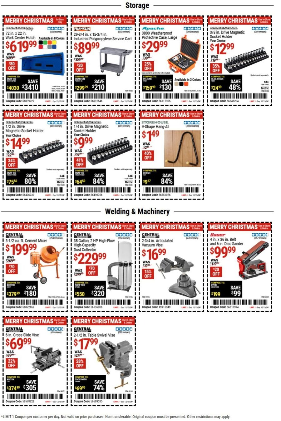 Harbor Freight USA Offers from 29 November to 13 December 2024 Current bargains and offers
