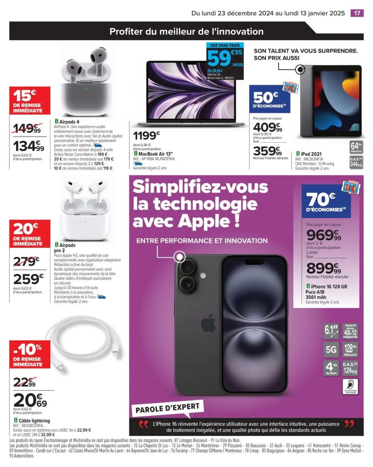 Offres Carrefour France de 23 décembre à 13 janvier 2025 DÉMARREZ L'ANNÉE AVEC DES OFFRES DERNIER CRI - Page 21