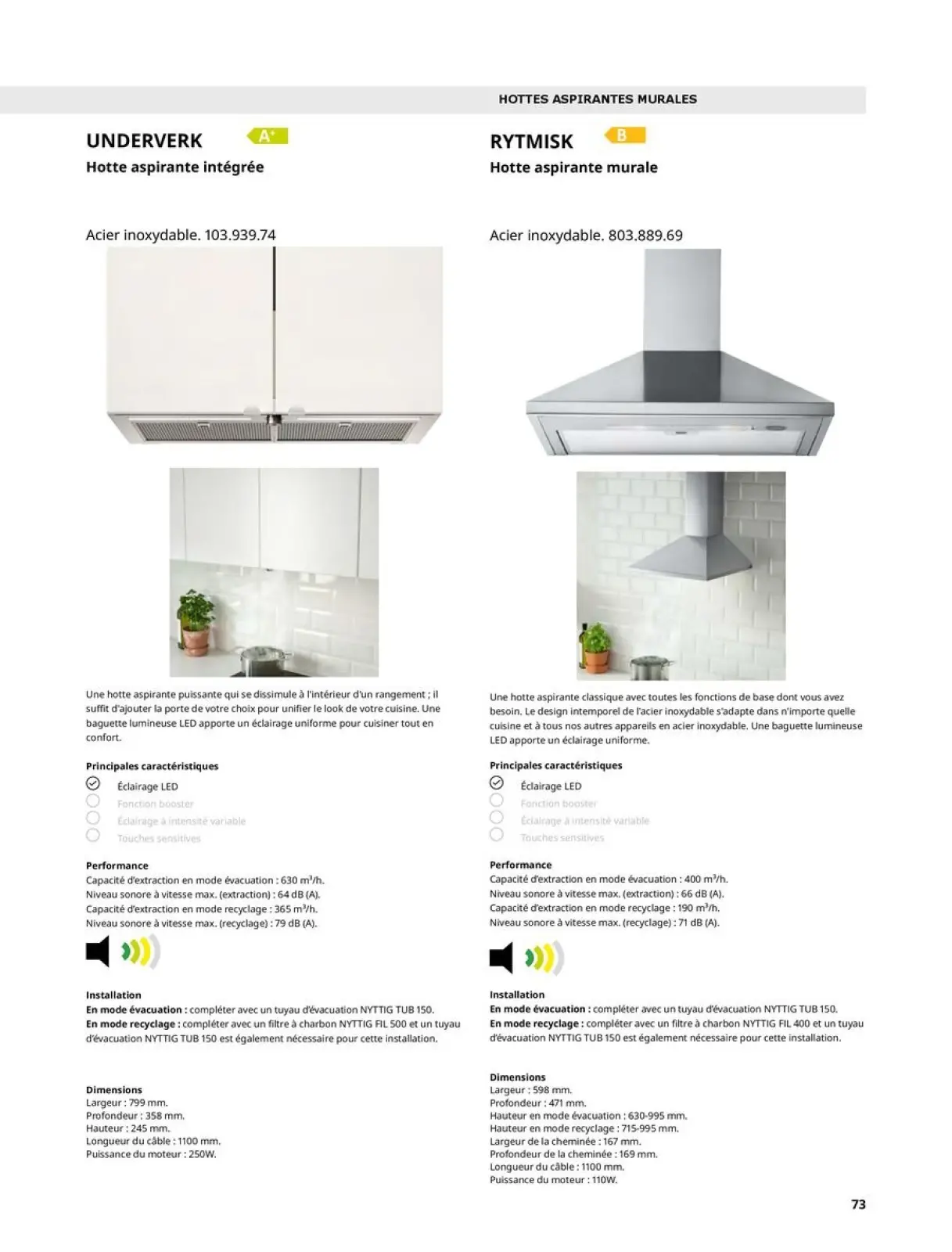 صفحة 73 ضمن دليل شراء الأجهزة المنزلية في ايكيا فرنسا