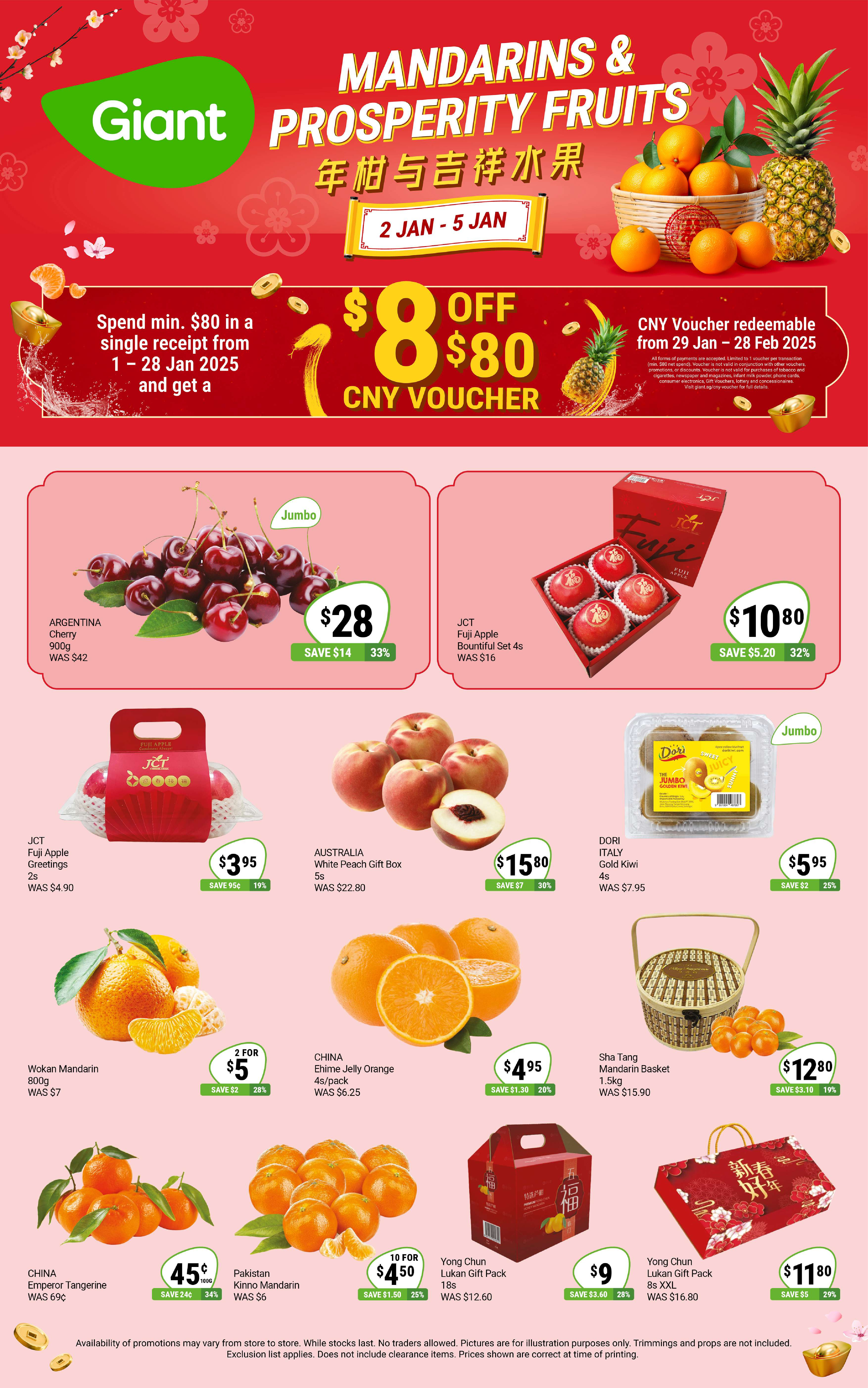 Giant Singapore Offers from 2 to 5 January 2025 Mandarins & Prosperity Fruits Deals