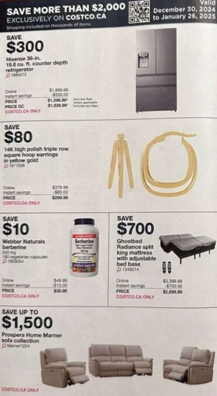 Costco Canada Offers from 30 December to 26 January 2025 More Than $2,000 in Savings