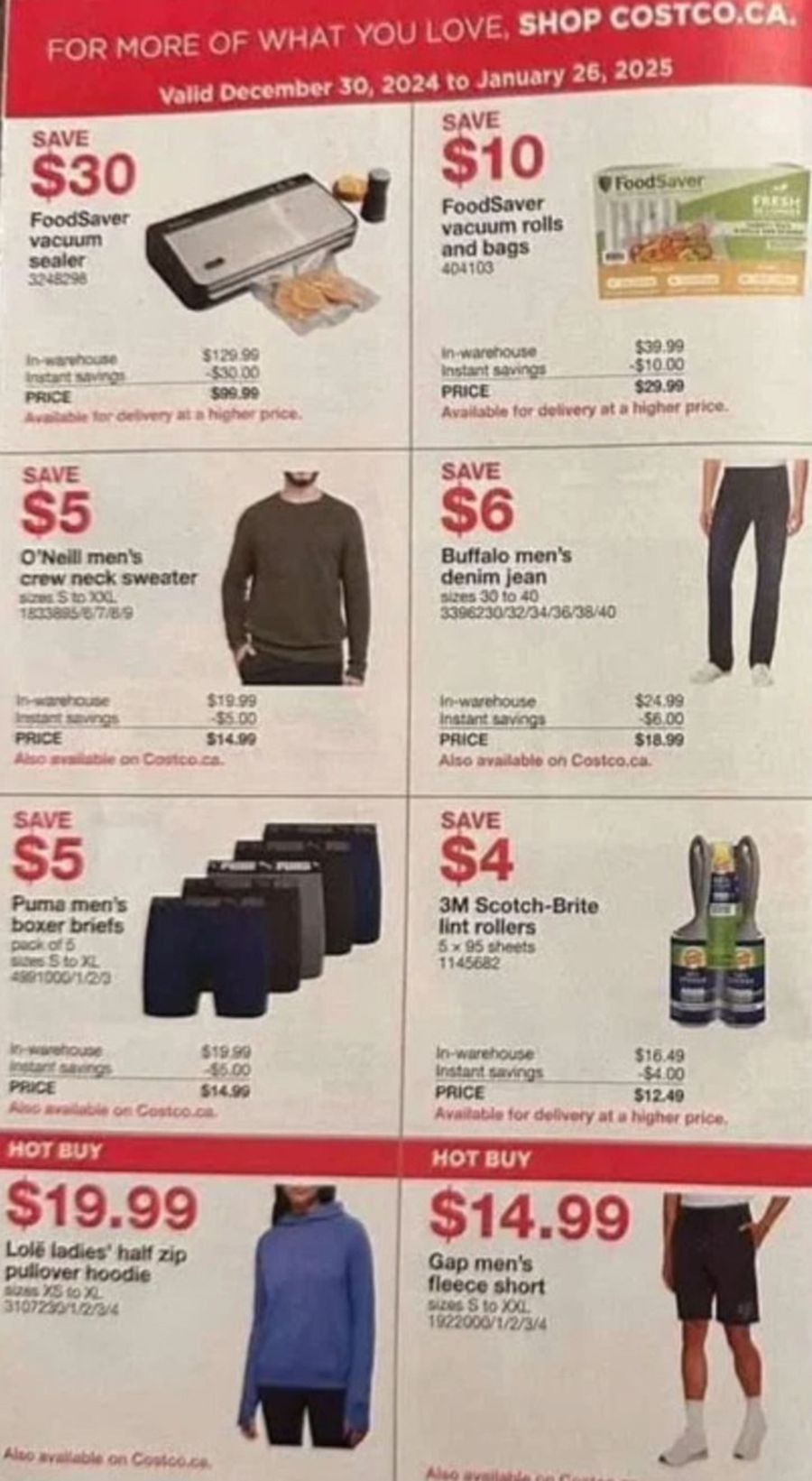 Costco Canada Offers from 30 December to 26 January 2025 More Than $2,000 in Savings