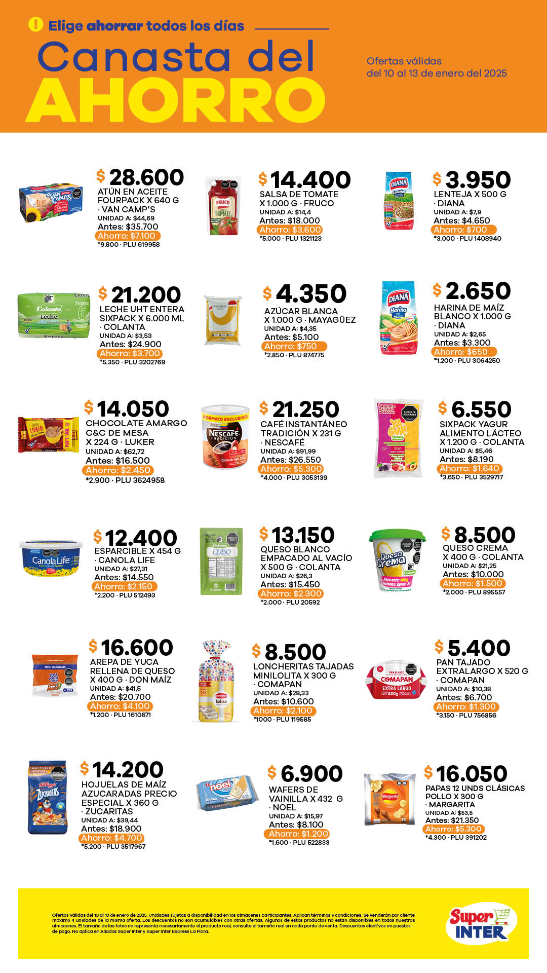 Super Inter Colombia Offers from 10 to 13 January 2025 Savings Basket