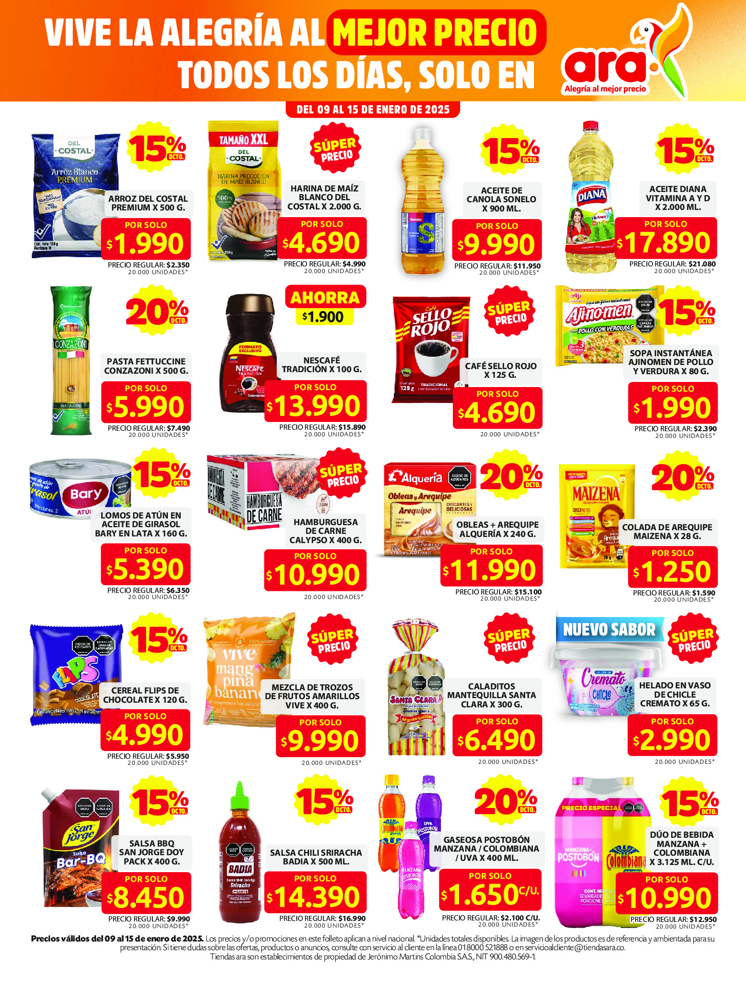 Ara stores Colombia Offers from 9 to 15 January 2025 Offers of the week