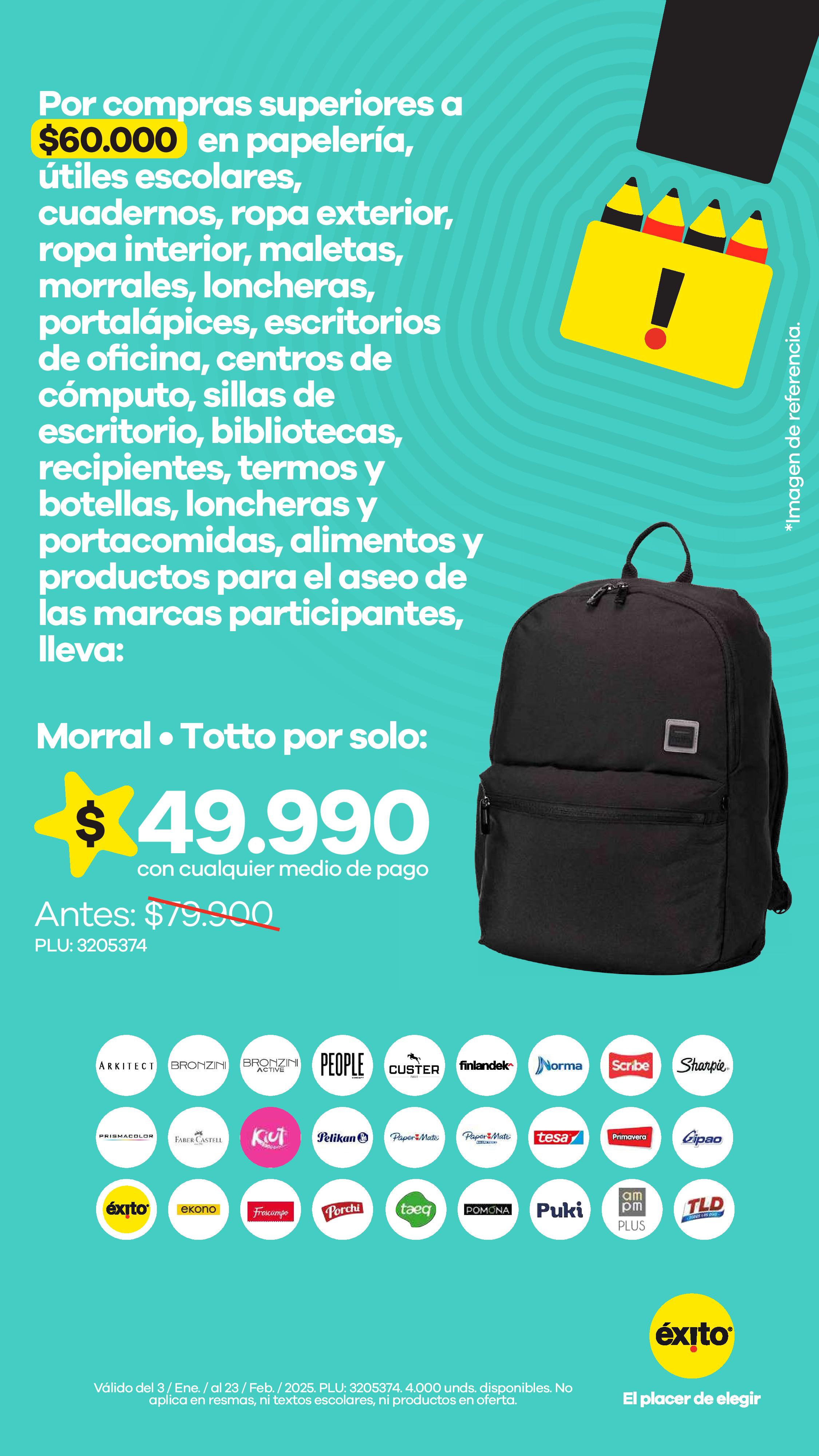 Éxito Colombia Offers from 3 January to 23 February 2025 SCHOOL SEASON Deals