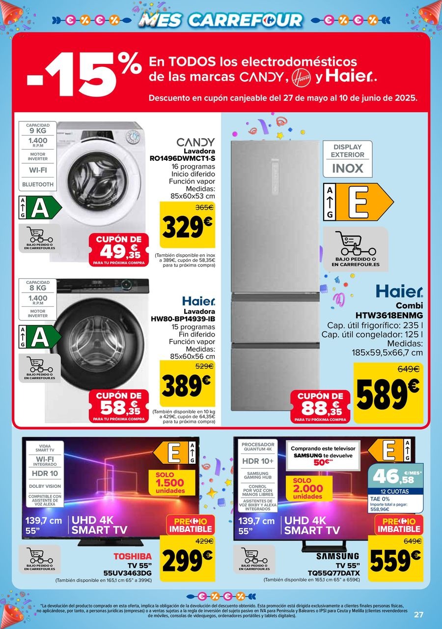 Carrefour Spain Offers from 13 to 26 May 2025 50% RETURN + 2ND UNIT AT -50%