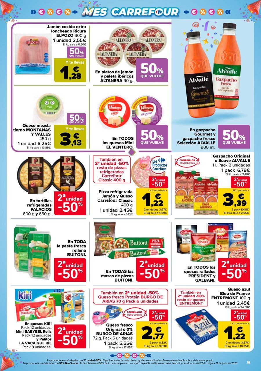 Carrefour Spain Offers from 13 to 26 May 2025 50% RETURN + 2ND UNIT AT -50%
