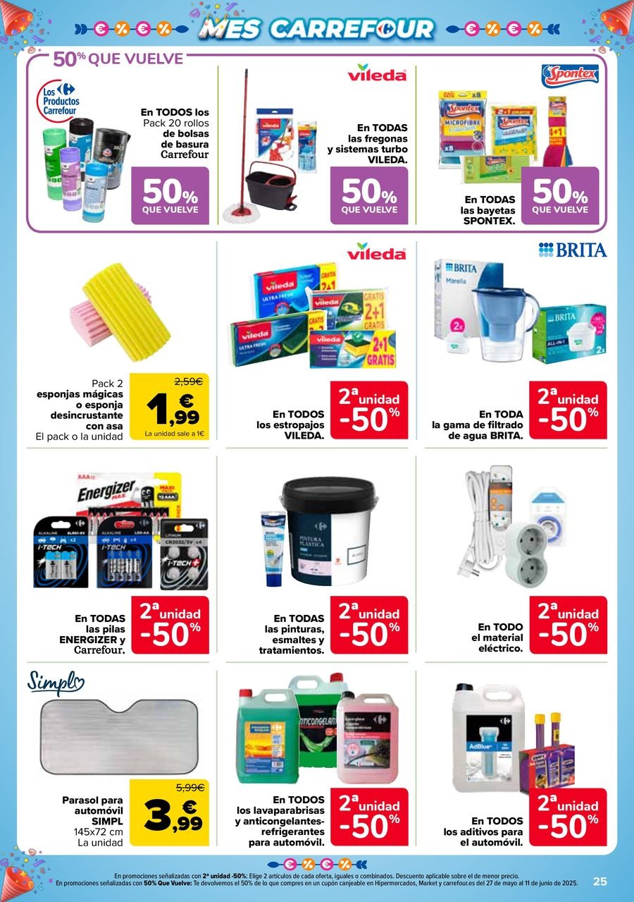 Carrefour Spain Offers from 13 to 26 May 2025 50% RETURN + 2ND UNIT AT -50%