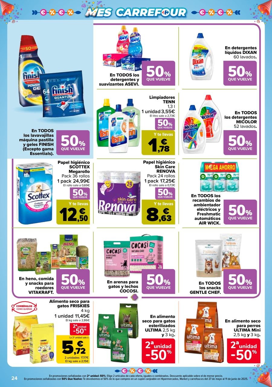 Carrefour Spain Offers from 13 to 26 May 2025 50% RETURN + 2ND UNIT AT -50%